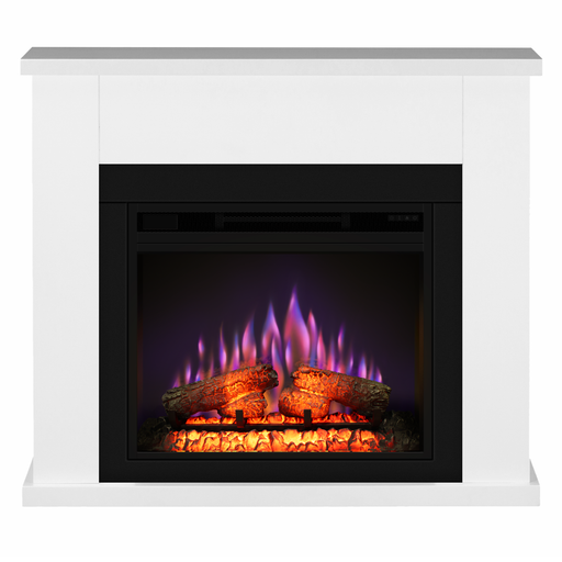 ЕКО БЯЛА електрическа камина, 23 инча Еко пламък огнище, инфрачервено отопление, цветови гами, 3D пламък и звук