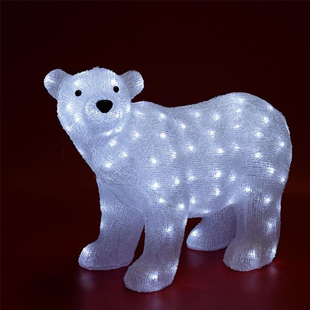 Акрилна декорация със светодиоди, полярна мечка, размери 42х58 см, IP44, 230V