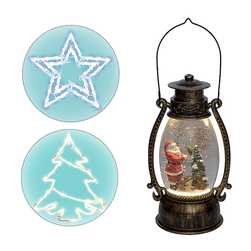Коледна украса за прозорец, фенер и LED орнаменти за прозорци, елха и звезда