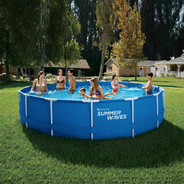 Кръгъл басейн с метална рамка "Mega Summer Waves"; Размери 457 x 122 см (КОМПЛЕКТ с включени аксесоари)