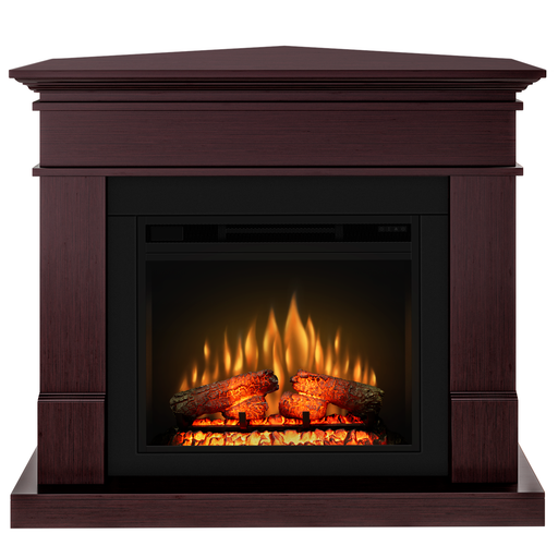 МАХАГОН ЪГЛОВА камина, 23 инча Еко пламък огнище, инфрачервено отопление, цветови гами, 3D пламък и звук